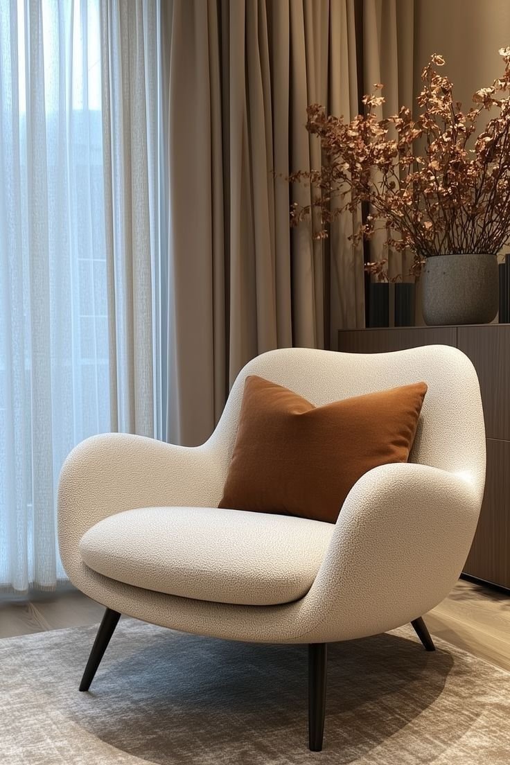 Hand-carved wooden accent chair in Furniture Perinthalmanna showroom